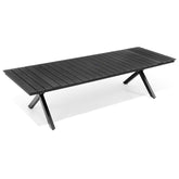 Pellebant 118 in. Outdoor Aluminum Patio Dining Table for 6-12 with Umbrella Hole Waterproof Wood-Like Tabletop
